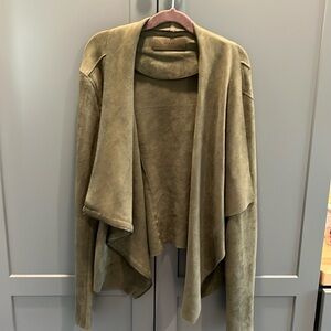 Faux Suede Jacket in Olive